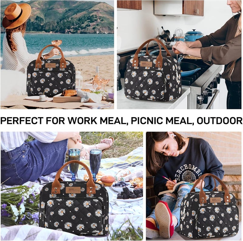 Buringer HOMESPON Lunch Bag for Woman Man Adults with Front Pocket Insulated Lunch Tote Lunch Box Container for Work Picnic or Travel（Daisy） - Image 5